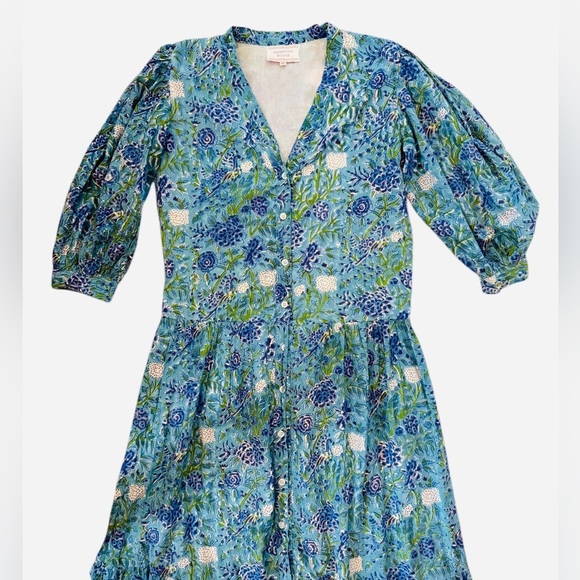 Hampton House Blue Floral Boho Maxi Dress XS - Picture 3 of 5